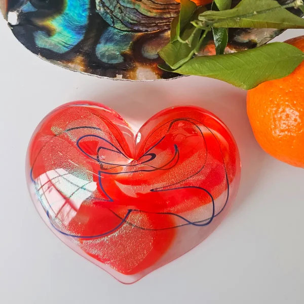 orange glass heart paperweight epiphany glass