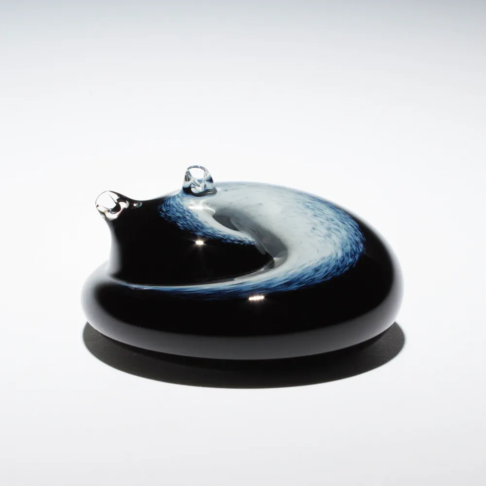 Handmade Glass Sleeping Kitty - Tuxedo - Image 3