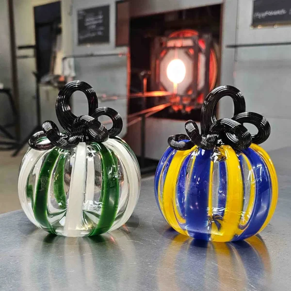 Michigan College Spirit Glass Pumpkin