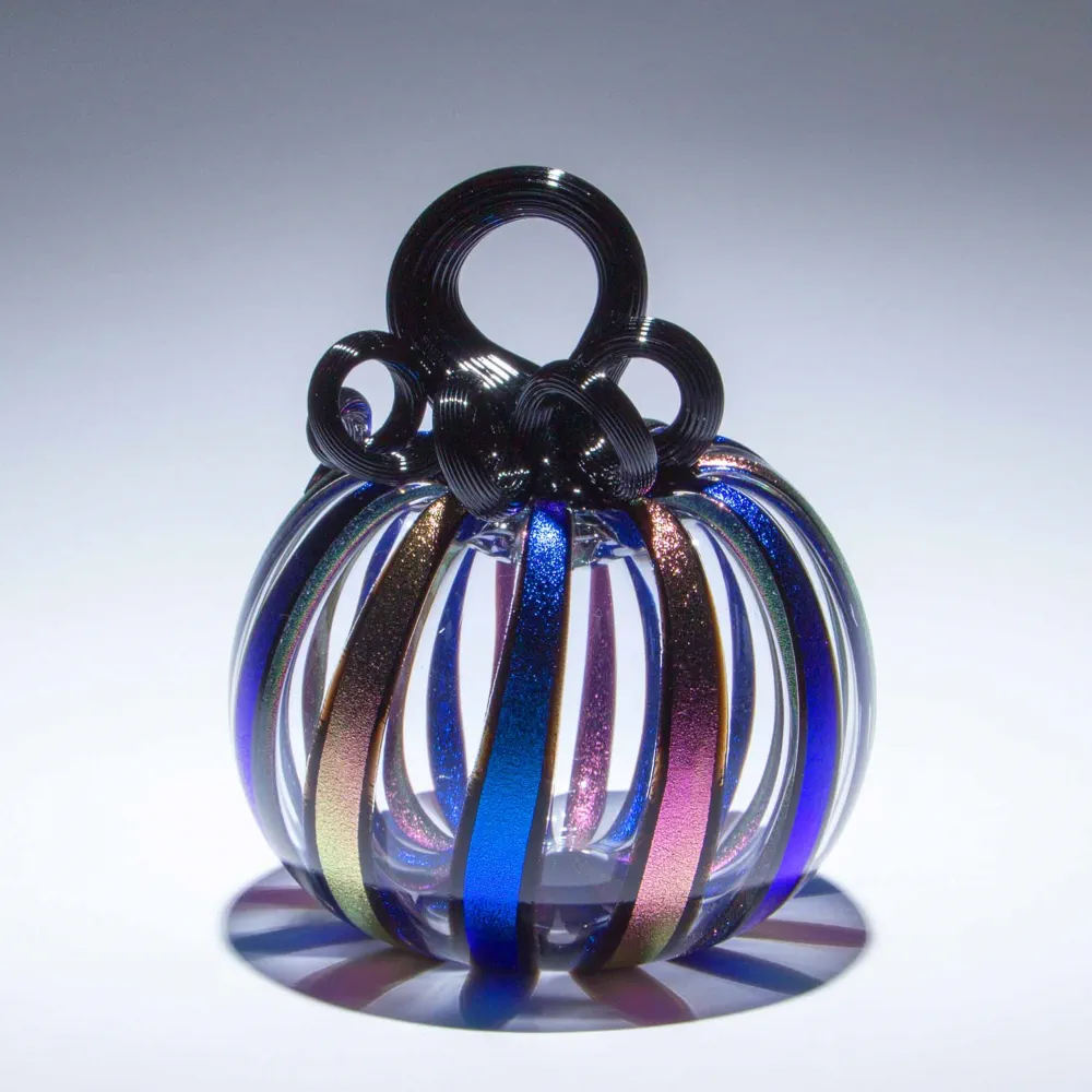 Persephone Dichroic Glass Pumpkin - Image 2