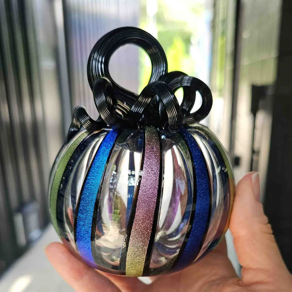 Persephone Dichroic Glass Pumpkin - Image 4