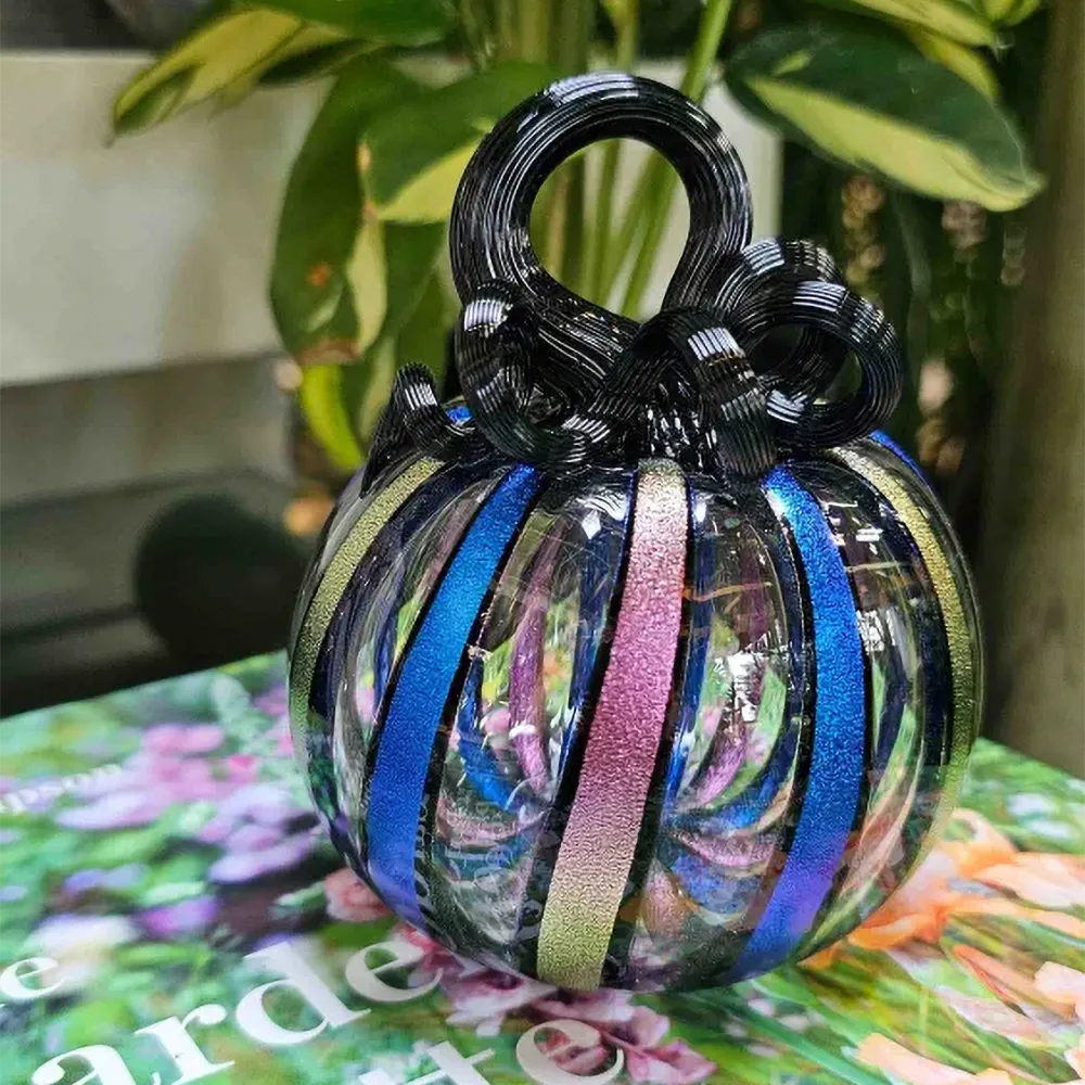 Persephone Dichroic Glass Pumpkin - Image 3