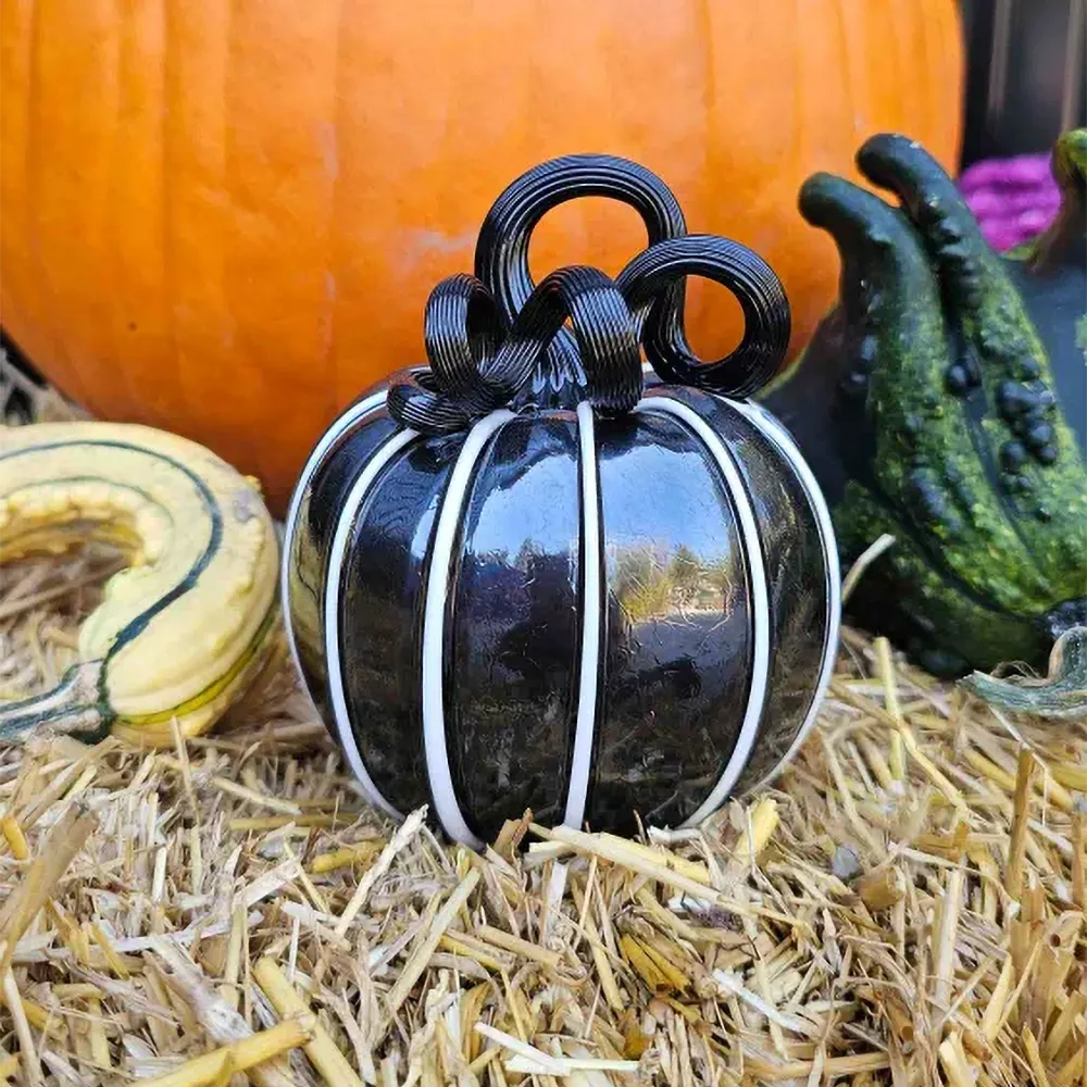 Black Lantern Glass Pumpkin - Image 3