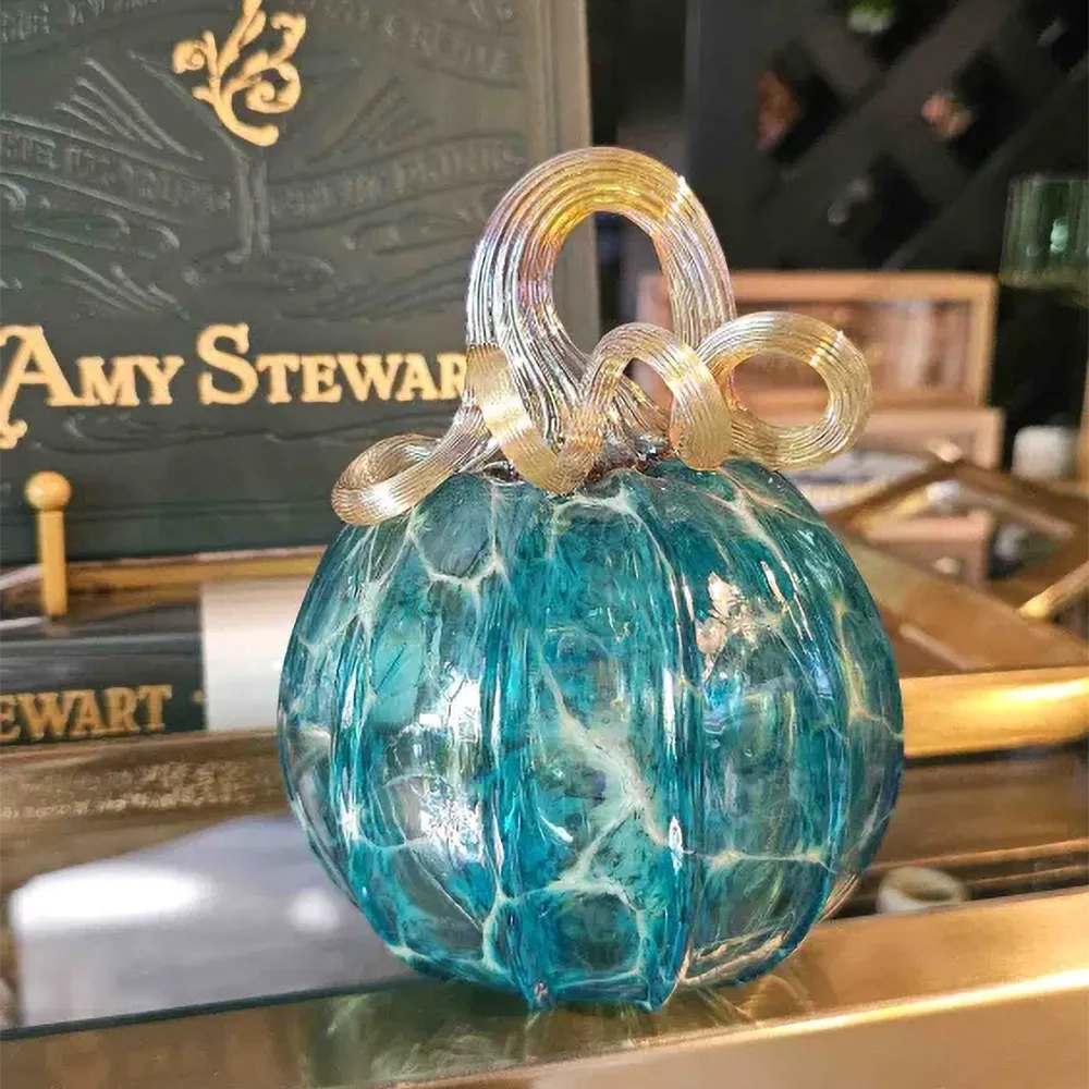Turquoise Harvest Glass Pumpkin - Image 2