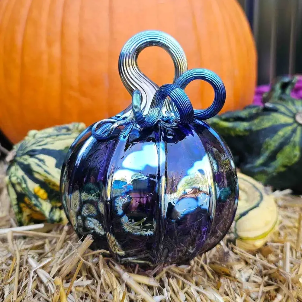 Violet Silver Glass Pumpkin - Image 4