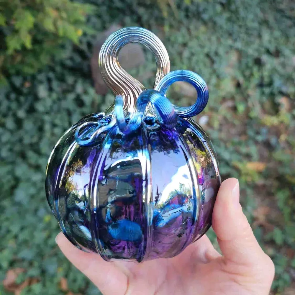 Violet Silver Glass Pumpkin - Image 3