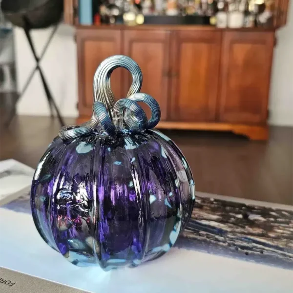 Violet Silver Glass Pumpkin