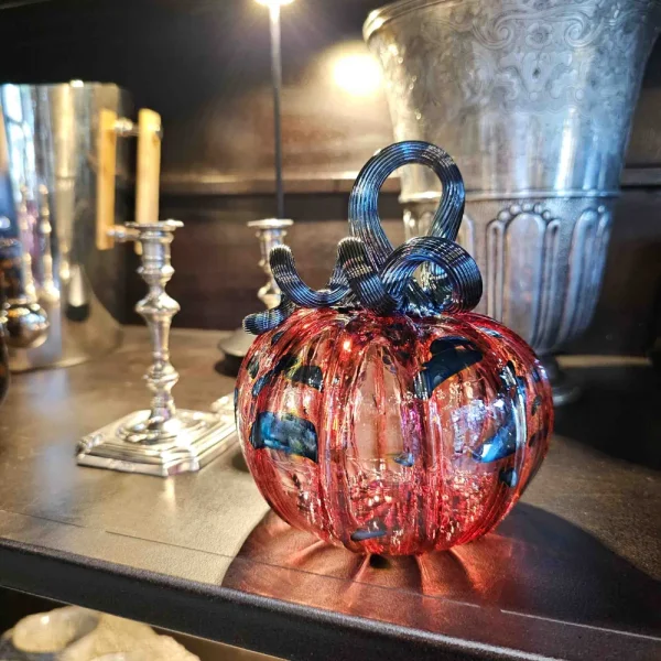 Cranberry Silver Glass Pumpkin